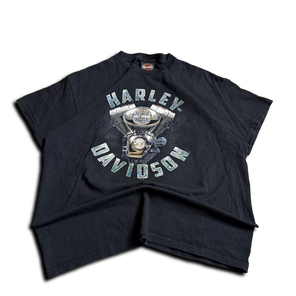 Vintage Harley Davidson Graphic T Shirt Motorcycle Engine Y2k Grunge Size XL